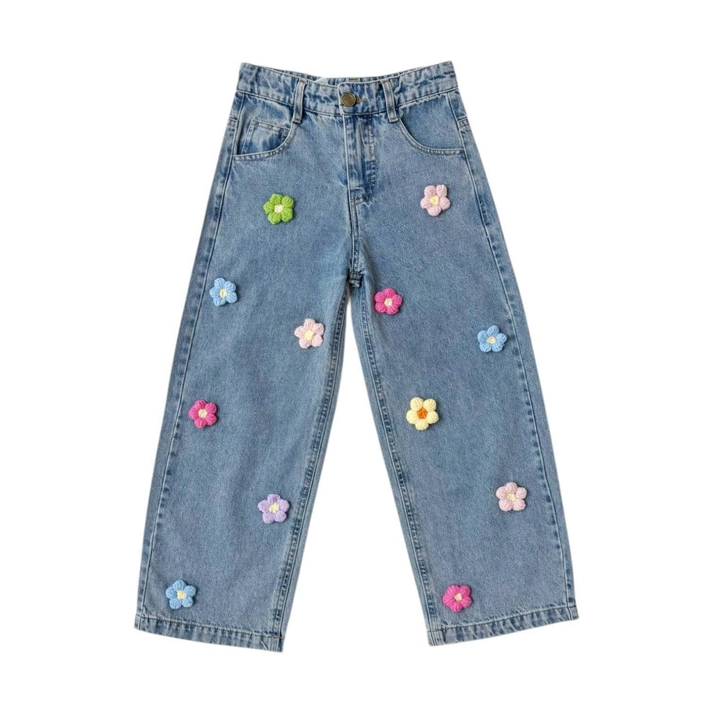 3D Rainbow Flowers Jeans